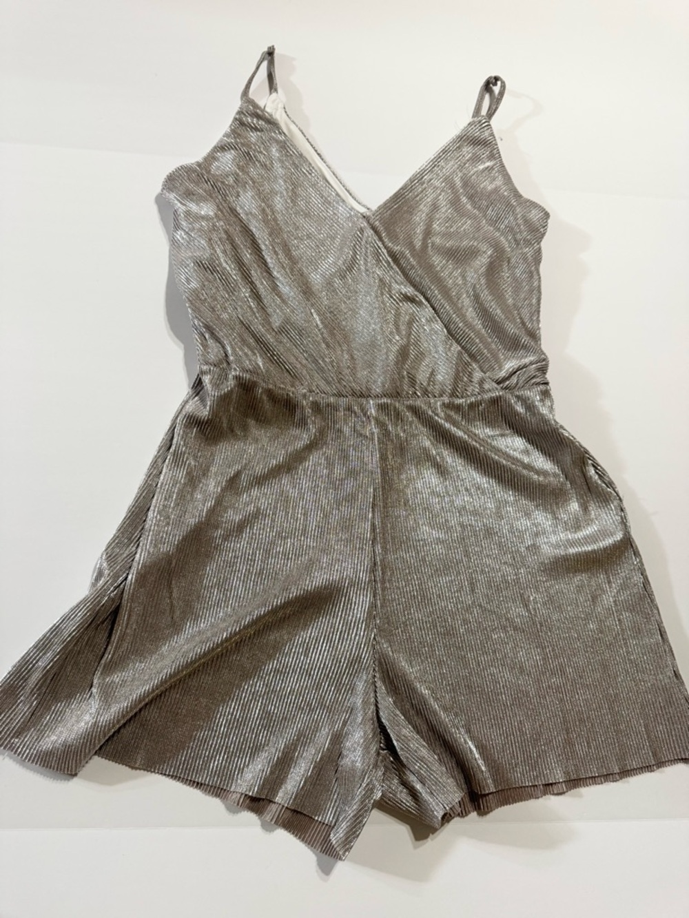 Charlotte Russe Metallic Silver Romper Medium Sleeveless Party
